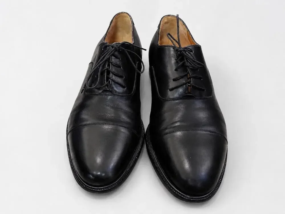 Salvatore Ferragamo Black Leather Cap Toe Derby Shoes SIZE 10 2E Italy